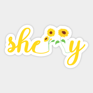 Shelly Name With Sunflowers Sticker